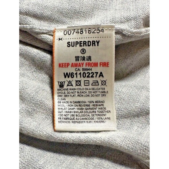 Superdry Studios Merino Mock Neck Jumper Sweater in Mid Marl Size 12 US NWT!!! - Picture 7 of 7